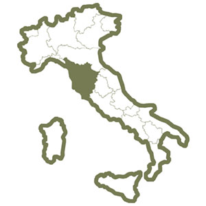 Map of Toscana winemaking region in Italy